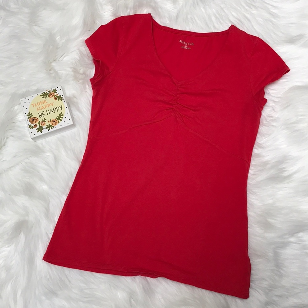 Red Merona Top with V-neck Size Small
